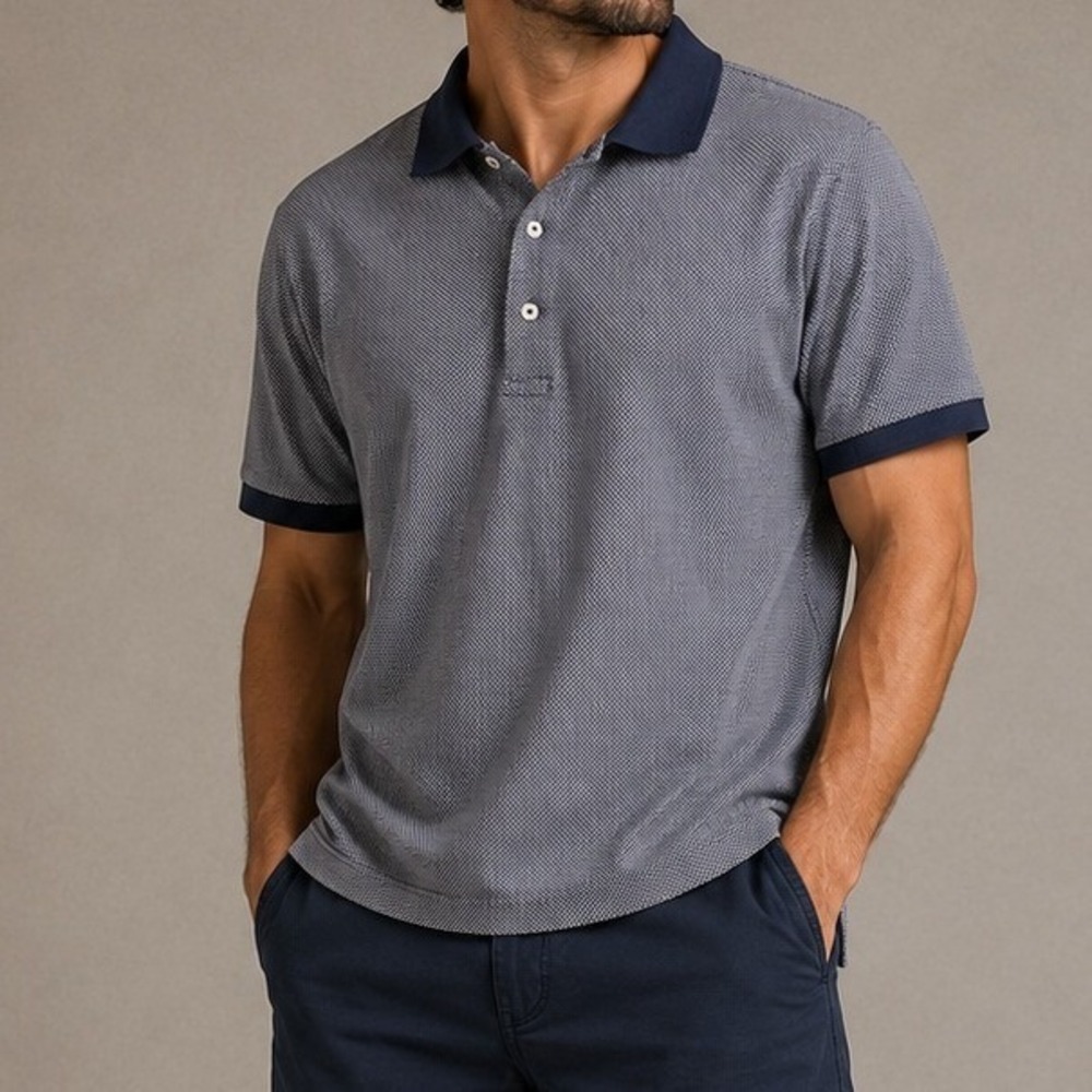 Polo Golf Ralph Lauren Mens XL Blue Pima Cotton Micro Pattern‎ Polo Shirt